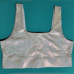 Fabletics Harlyn Medium Impact Sports Bra Glitter Hologram Size XL